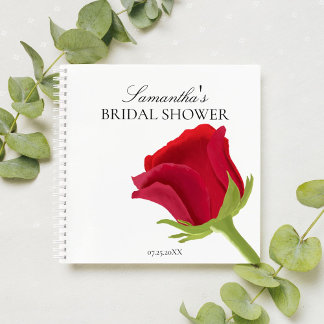 Elegant Red Rose Bridal Shower  Notebook