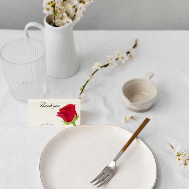 Elegant Red Rose Bridal Shower Thank You Card (Creator Uploaded)