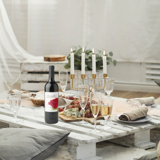 Elegant red rose Bridal Shower  Wine Label