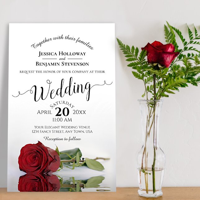 Elegant Red Rose Budget Wedding Invitation (Creator Uploaded)