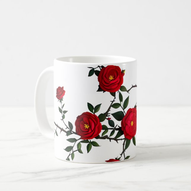 Elegant Red Rose Coffee Mug (Front Left)