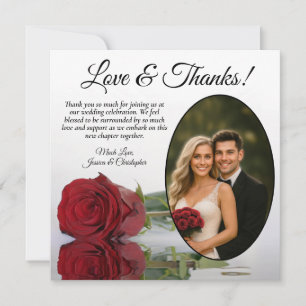Elegant Red Rose Downloadable Wedding Thank You  Card