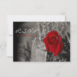 Elegant Red Rose Fade Out Black and White RSVP Card