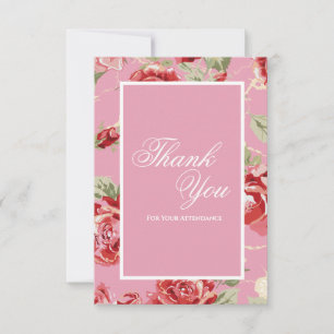 Elegant Red rose floral Thank You Card