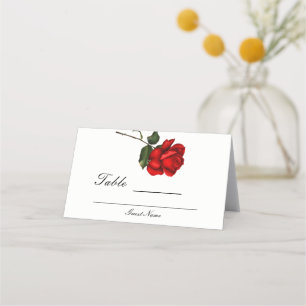 Elegant Red Rose Floral Wedding Table Number Place Card