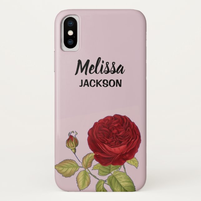 Elegant red rose flower pink Case-Mate iPhone case (Back)