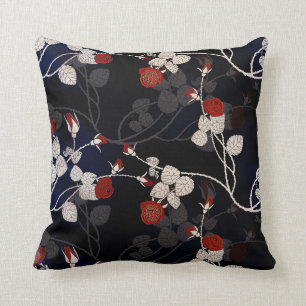 Elegant Red Rose Flower Throw Pillow