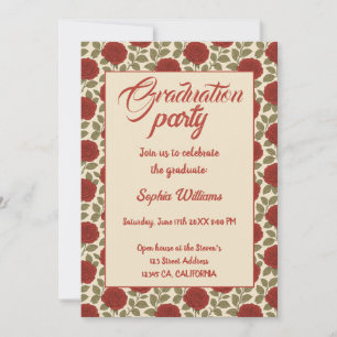 Elegant Red Rose Graduation Invitation with Photos