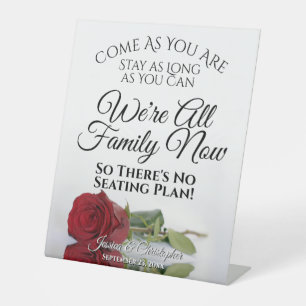 Elegant Red Rose Open Seating Wedding Pedestal Sign