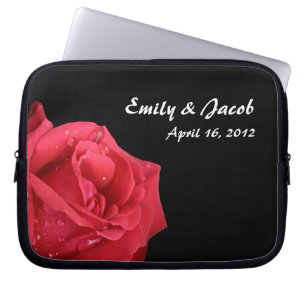 Elegant Red Rose Personalized Laptop Bag