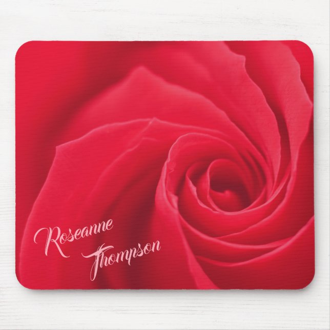 Elegant Red Rose Personalized Mouse Pad (Front)