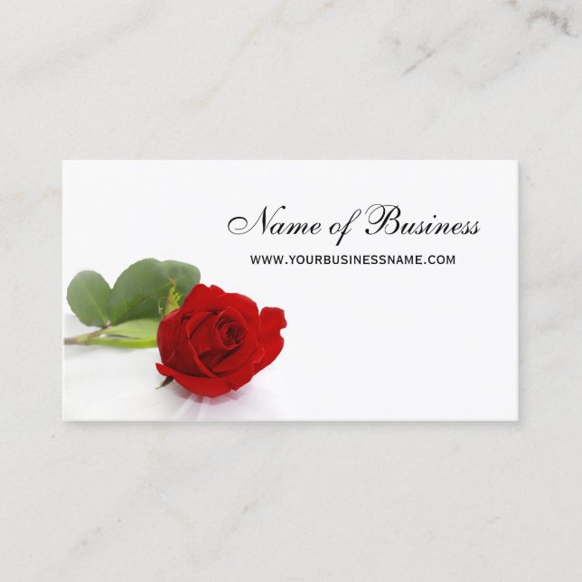 Elegant Red Rose Professional Red and White Floral Business Card (Front)