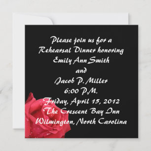 Elegant Red Rose Rehersal Dinner Invitations