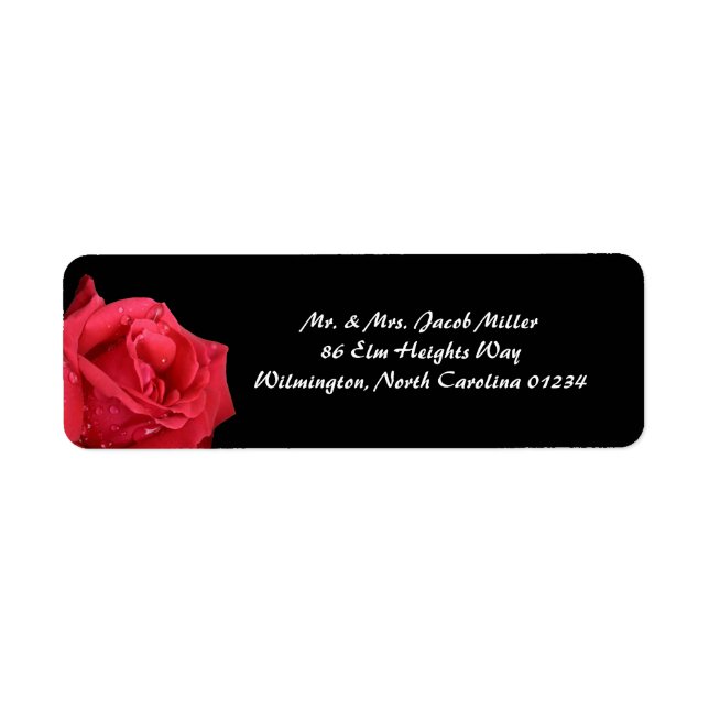 Elegant Red Rose Return Address Labels (Front)