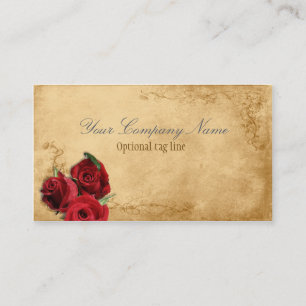 Elegant Red Rose Vintage Antique Business Card