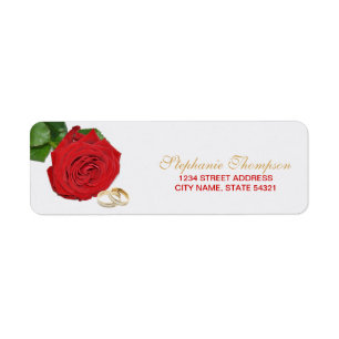 Elegant Red Rose Wedding Address Label