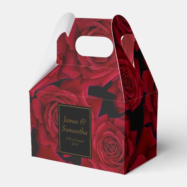 Elegant Red Rose - Wedding Favor Box (Front Side)