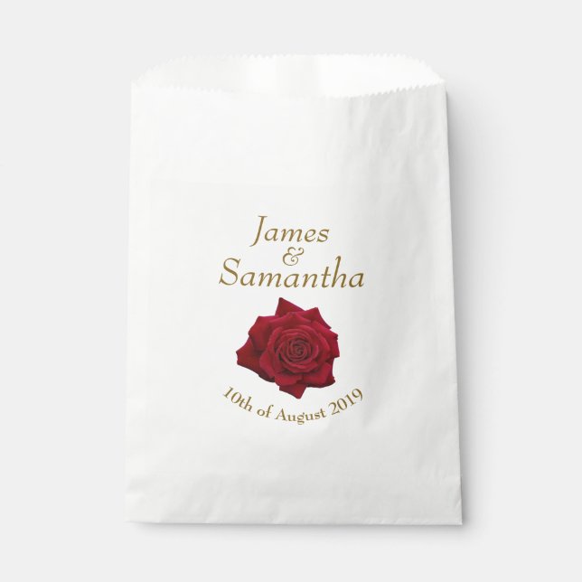 Elegant Red Rose - Wedding Favour Bag (Front)