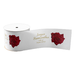 Elegant Red Rose - Wedding Grosgrain Ribbon