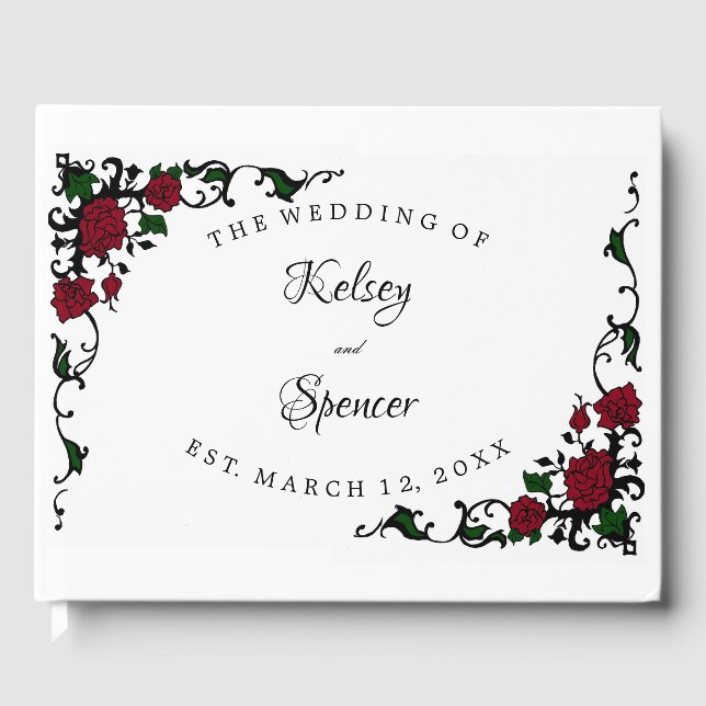 Elegant Red Rose Wedding Guestbook (Front)