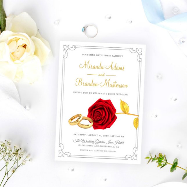 Elegant Red Rose Wedding Invitation (Creator Uploaded)