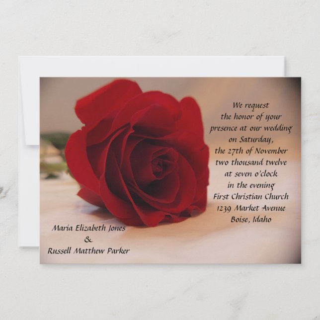 Elegant Red Rose Wedding Invitation (Front)