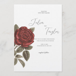 Elegant Red Rose Wedding Invitation