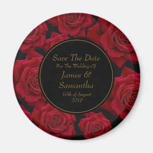 Elegant Red Rose - Wedding Save The Date Magnet