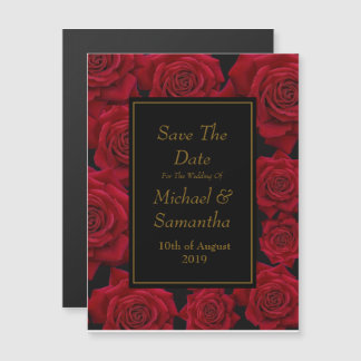 Elegant Red Rose - Wedding Save The Date Magnetic Invitation