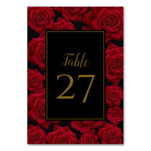 Elegant Red Rose - Wedding Table Number