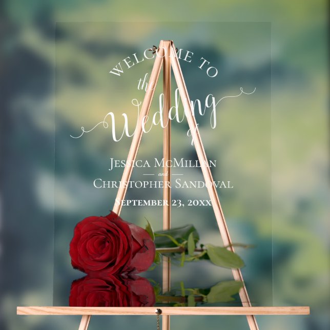 Elegant Red Rose White Text Wedding Welcome (Neutre)