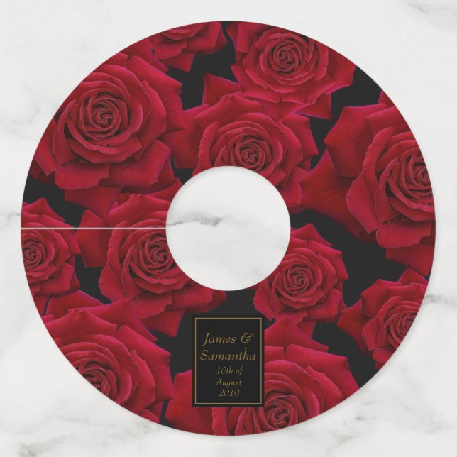 Elegant Red Rose - Wine Glass Tag (Front)