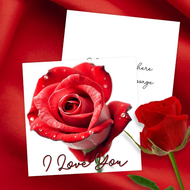 Elegant Red Rose with "I Love You" Script Card (Creator Uploaded)