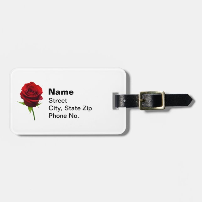 Elegant Red Rosebud Luggage Tag (Front Horizontal)