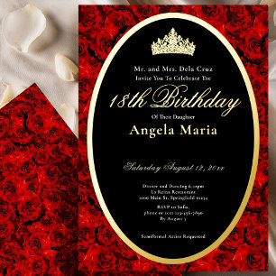 Elegant Red Roses 18th Birthday Debut Gold