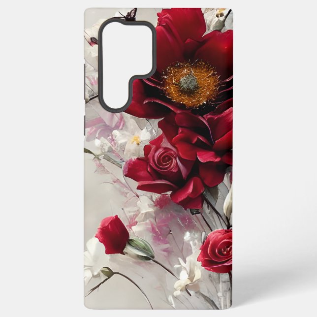 Elegant Red Roses and Flowers Smartphone Case (Back)
