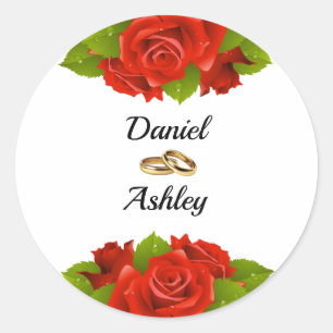 Elegant Red Roses and Ring Envelope Seals