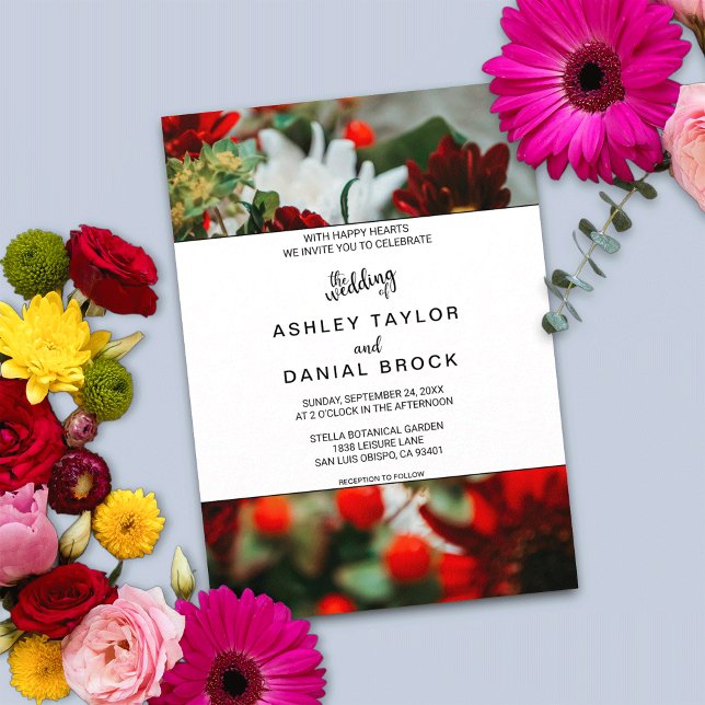 Elegant red roses blossoms flowers floral Wedding  Invitation (Creator Uploaded)