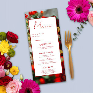 Elegant red roses blossoms flowers floral Wedding Menu