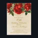 Elegant Red Roses Champagne 16th Birthday Invitati Postcard<br><div class="desc">Beautiful,  elegant red roses on champagne / tan birthday Sweet 16/16th birthday party invitation postcard.</div>