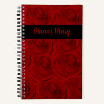 Elegant Red Roses Diary Notebook
