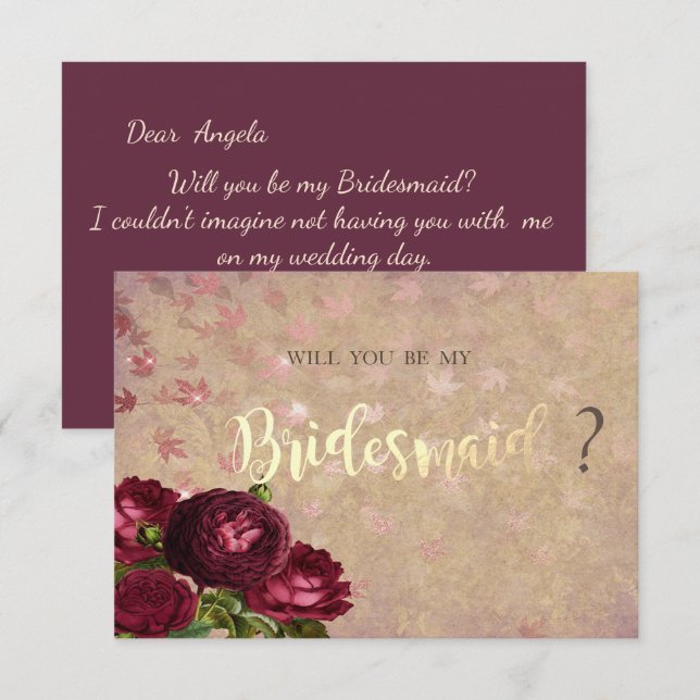 Elegant Red Roses Falling Leaves  Invitation (Front/Back)