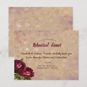 Elegant Red Roses Falling Leaves Invitation