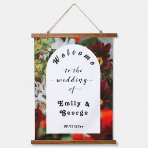 Elegant red roses floral Wedding Welcome Hanging Tapestry