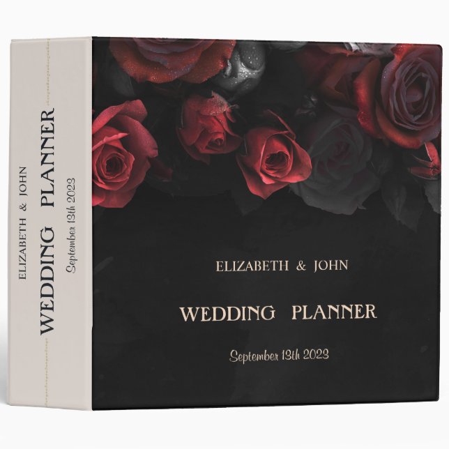 Elegant Red Roses Gothic Binder (Front/Spine)