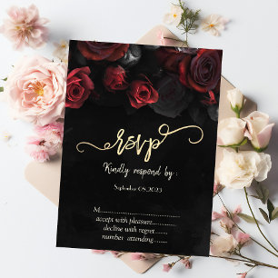 Elegant Red Roses Gothic RSVP Invitation
