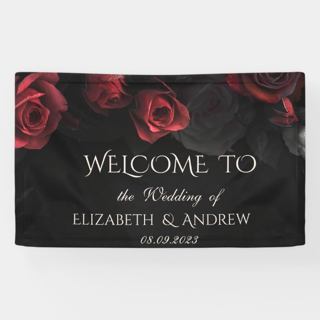Elegant Red Roses Gothic Wedding Banner (Horizontal)