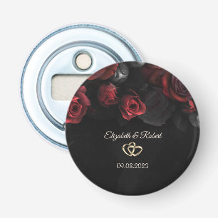 Elegant Red Roses Gothic Wedding Bottle Opener