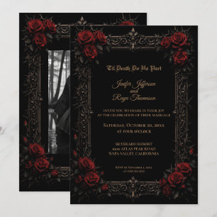 Elegant red roses Gothic wedding Invitation