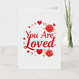 "Elegant Red Roses & Hearts" Foil Greeting Card